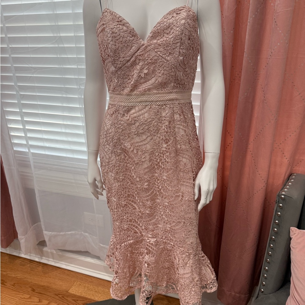 Elegant Lace Pink Dress